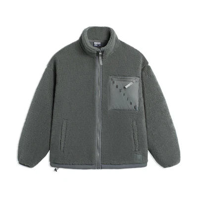 Li-Ning BADFIVE Fleece-Lined Gray Stand Collar Jacket with Pocket Details AFDSA67-5