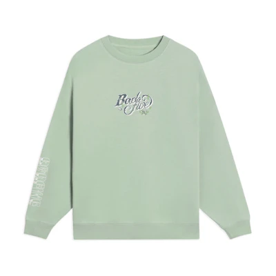 Li-Ning BADFIVE FW22 Logo Print Pullover Crewneck Sweatshirt Green AWDS653-6