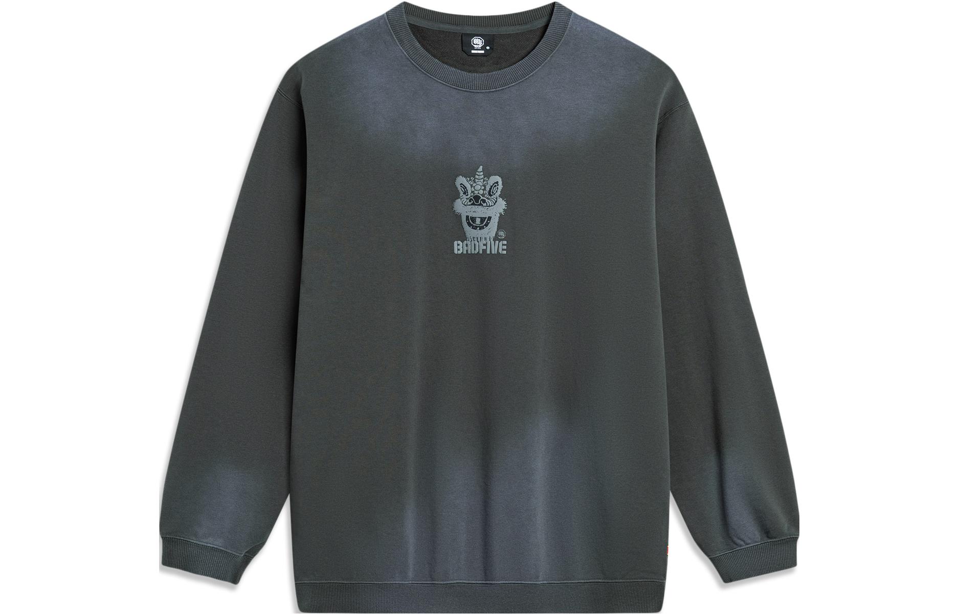 Li-Ning BADFIVE Gradient Letter Crewneck Sweatshirt Unisex Obsidian Gray AWDTE17-1