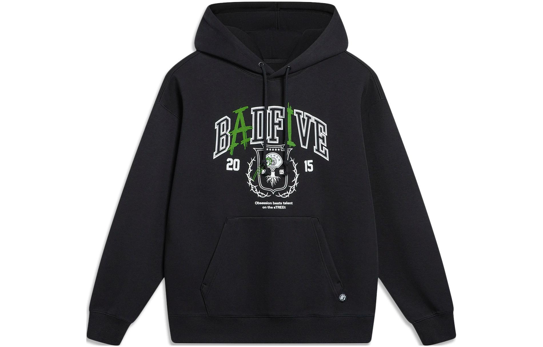 Li-Ning BADFIVE Graphic Hoodie Loose Fit Black AWDT475-1