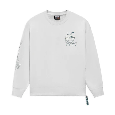 Li-Ning BADFIVE Graphic Print Pullover Sweatshirt Wind Chime Gray Unisex AWDS567-1