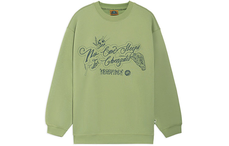 Li-Ning BADFIVE Graphic Pullover Crewneck Sweatshirt Unisex Apple Green AWDRH65-2