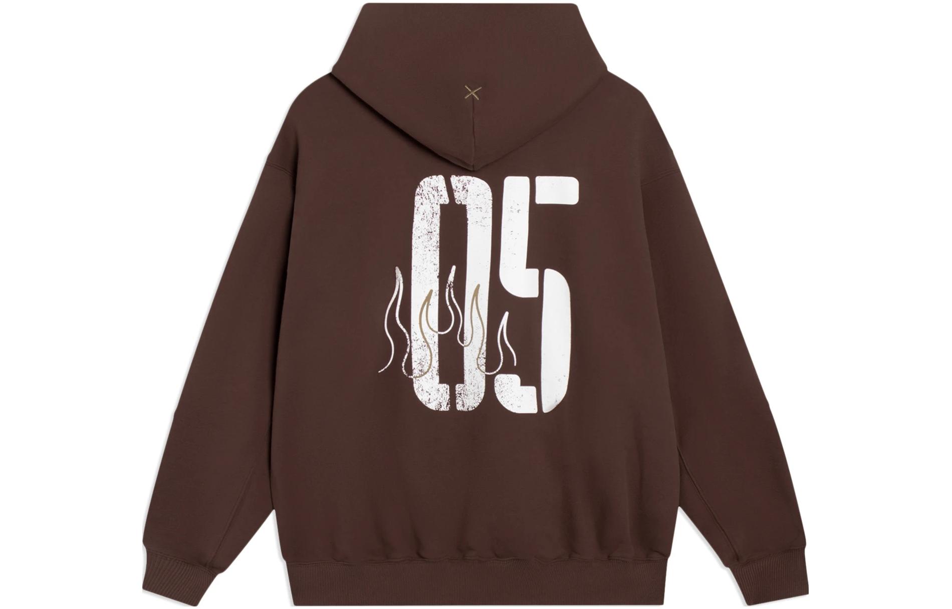 Li-Ning BADFIVE Hoodie Beige Unisex with Graphic Print Loose Fit AWDSH75-4