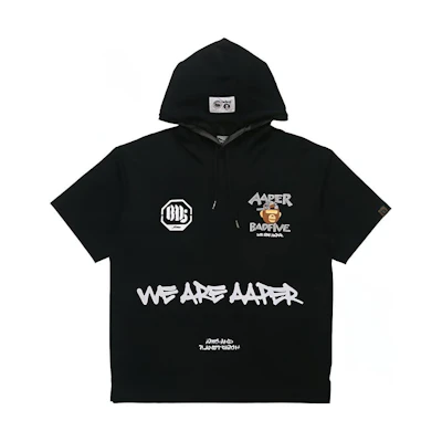 Li-Ning BADFIVE Hoodie Black Short Sleeve Ape Print Tactical Theme AWDR719-1