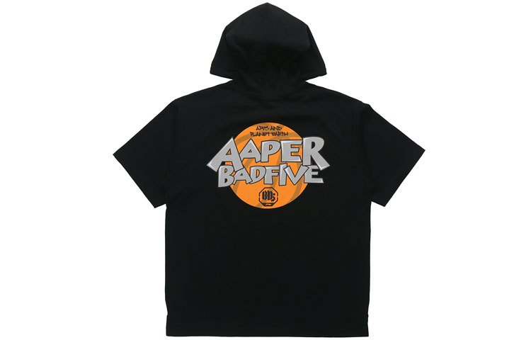 Lookbook Li-Ning BADFIVE Hoodie Lengan Pendek Hitam Ape Print Tema Taktikal AWDR719-1