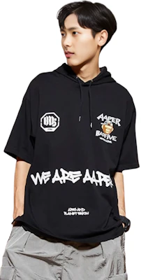 Li-Ning BADFIVE Hoodie Lengan Pendek Hitam Ape Print Tema Taktikal AWDR719-1 Shop Li-Ning BADFIVE Hoodie Lengan Pendek Hitam Ape Print Tema Taktikal AWDR719-1