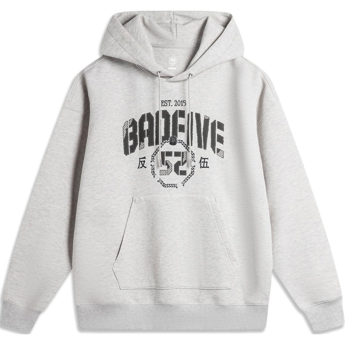 Li-Ning BADFIVE Hoodie Pullover Floral Gray Droplet Gray AWDU263-8