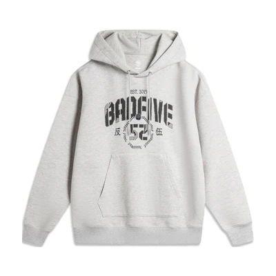 Li-Ning BADFIVE Hoodie Pullover Floral Gray Droplet Gray AWDU263-8
