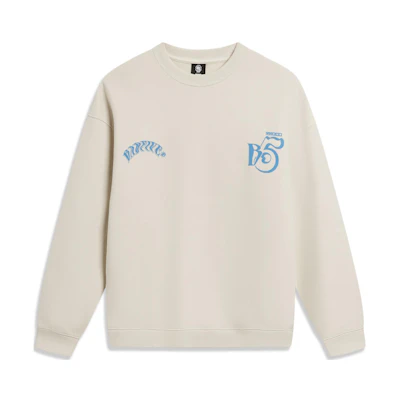 Li-Ning BADFIVE Letter Crewneck Pullover Sweatshirt Gravel Gray AWDU091-4