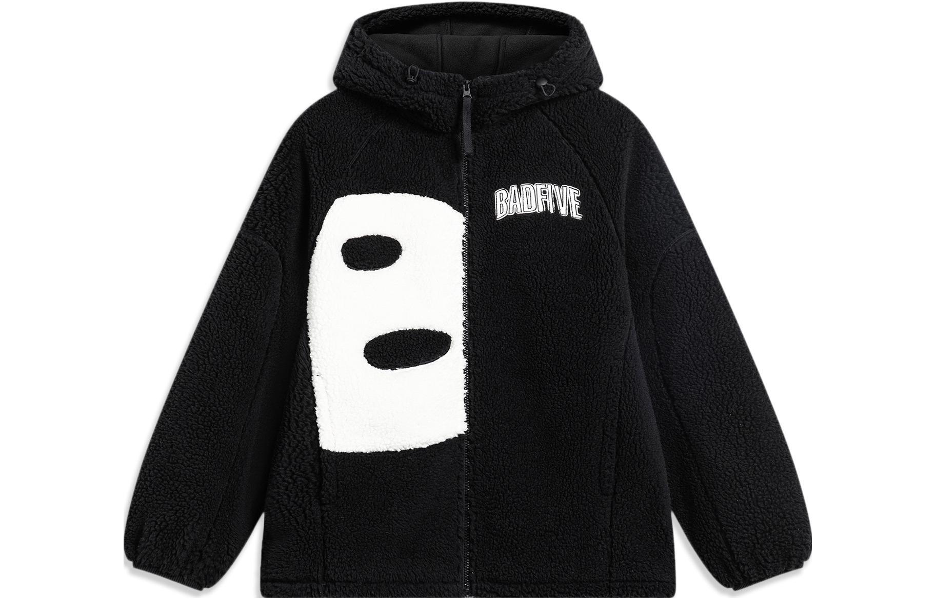 Li-Ning BADFIVE Letter Print Fleece Hoodie Jacket Black () AFDT665-4