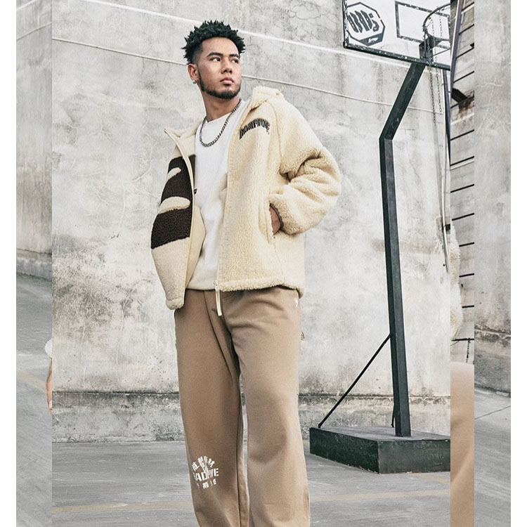 Details for Li-Ning BADFIVE Letter Print Hoodie Fleece Jacket - Misty Khaki AFDT665-1