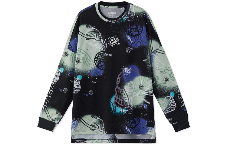 Li-Ning BADFIVE Letter Print Oversized Crewneck Sweatshirt Black Print AHSR471-4