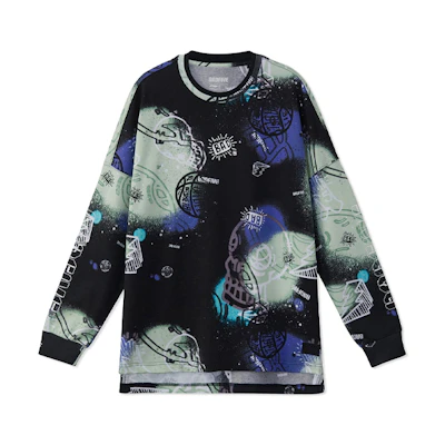 Li-Ning BADFIVE Letter Print Oversized Crewneck Sweatshirt Black Print AHSR471-4
