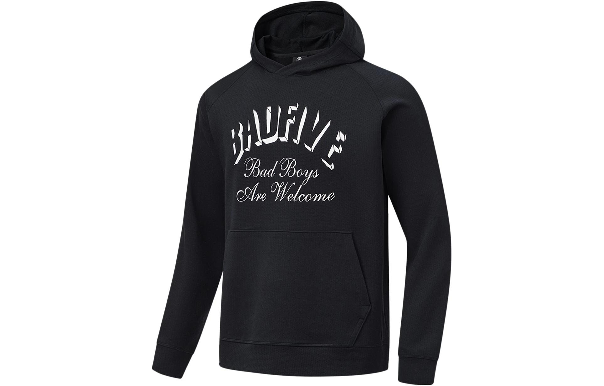 Li-Ning BADFIVE Letter Print Oversized Hoodie Black Unisex AWDT887-4