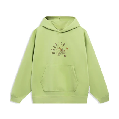 Li-Ning BADFIVE Letter Print Oversized Hoodie Fresh Moss Green Unisex AWDT093-5