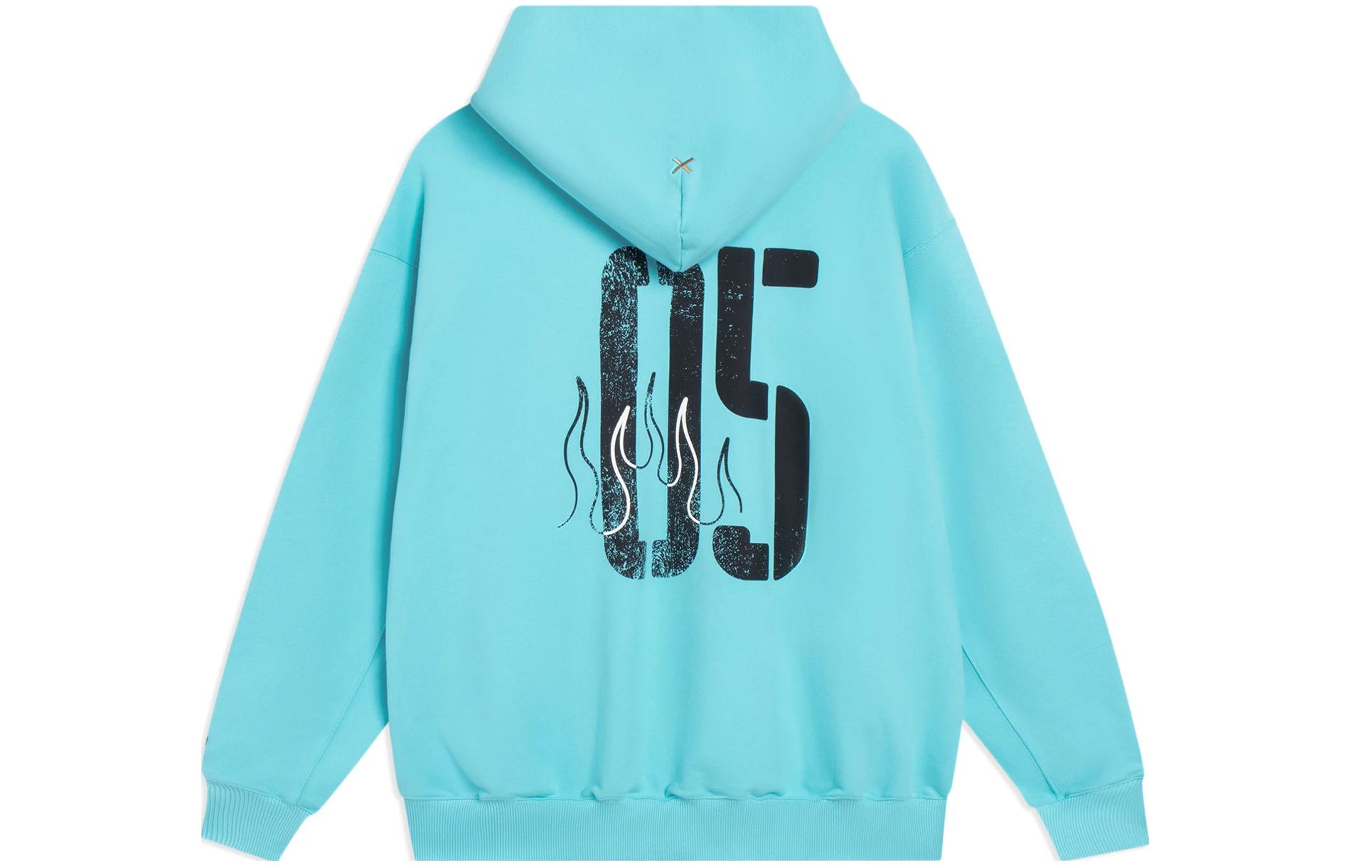 Li-Ning BADFIVE Letter Print Oversized Hoodie Light Aqua Blue (Unisex) AWDSH75-3