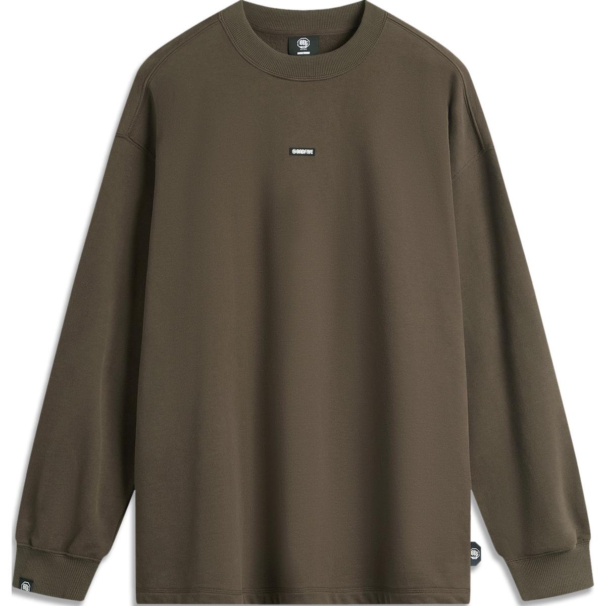 Li-Ning BADFIVE Letter Print Oversized Sweatshirt Men Slate Brown AWDUB91-1