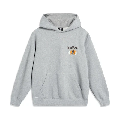 Li-Ning BADFIVE Letter Print Pullover Hoodie Unisex Light Gray AWDT879-2
