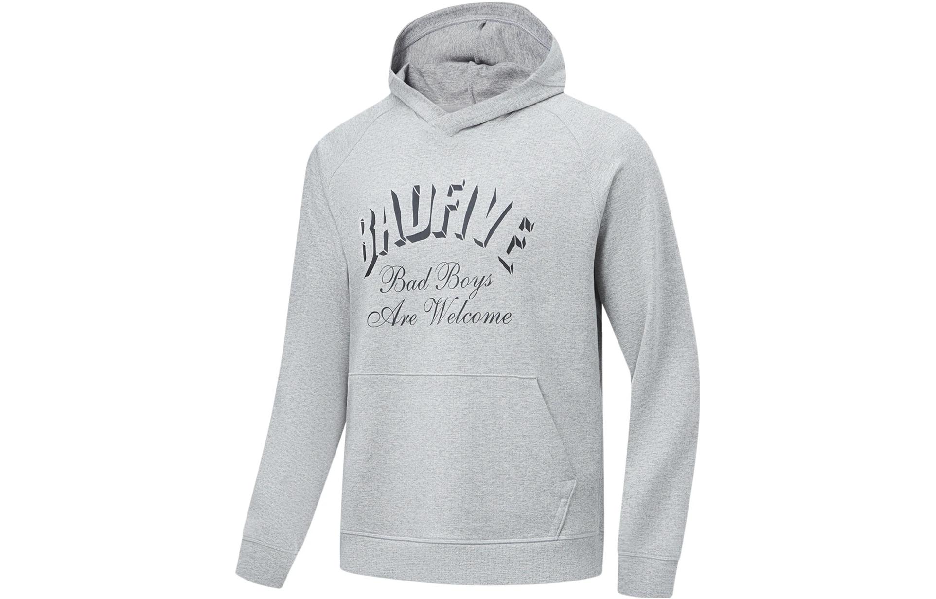 Li-Ning BADFIVE Letter Print Pullover Sweatshirt Unisex Light Gray AWDT887-2