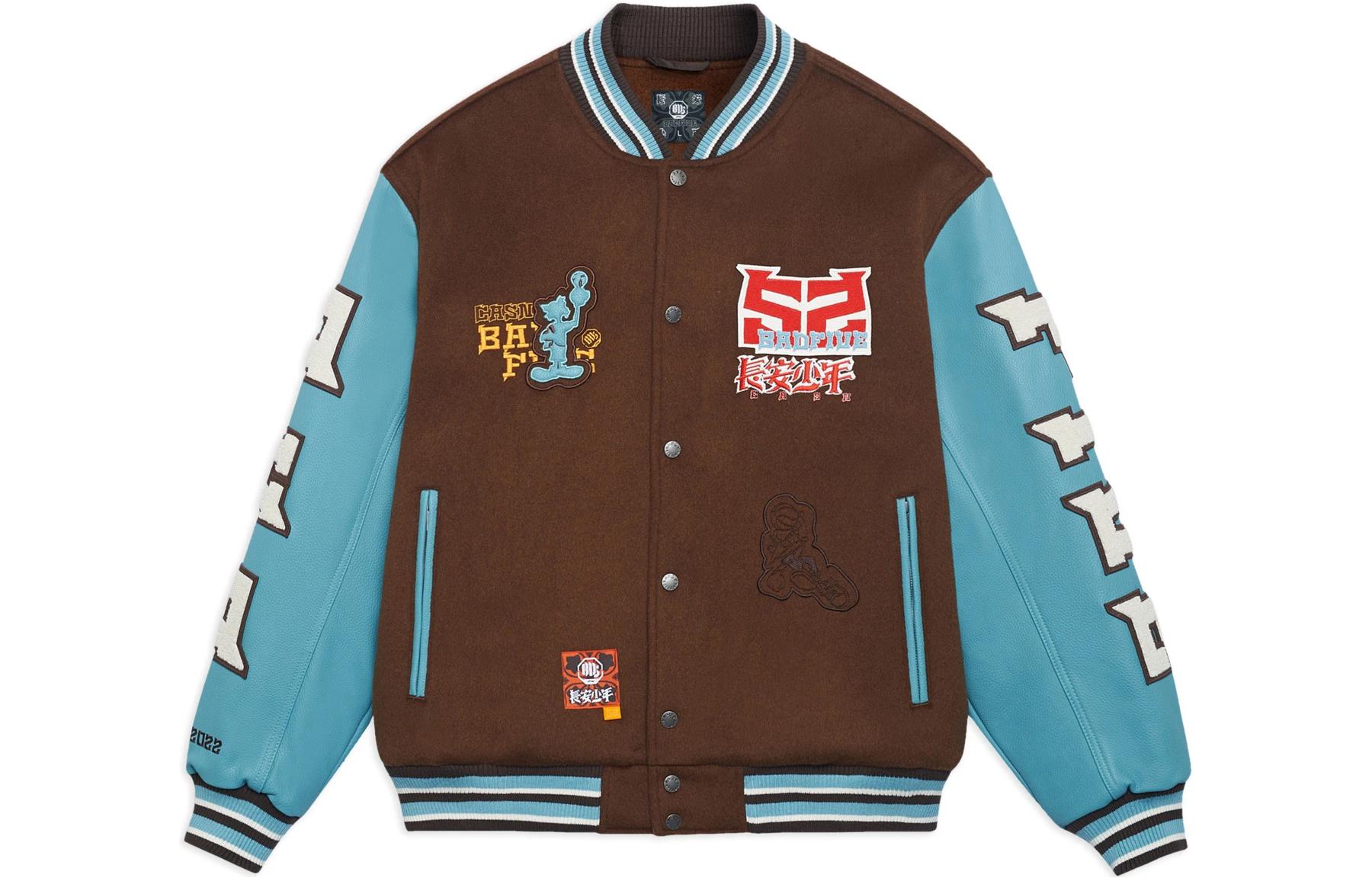 Li-Ning BADFIVE Logo Button Baseball Jacket Brown  Long Sleeve AJMS143-1