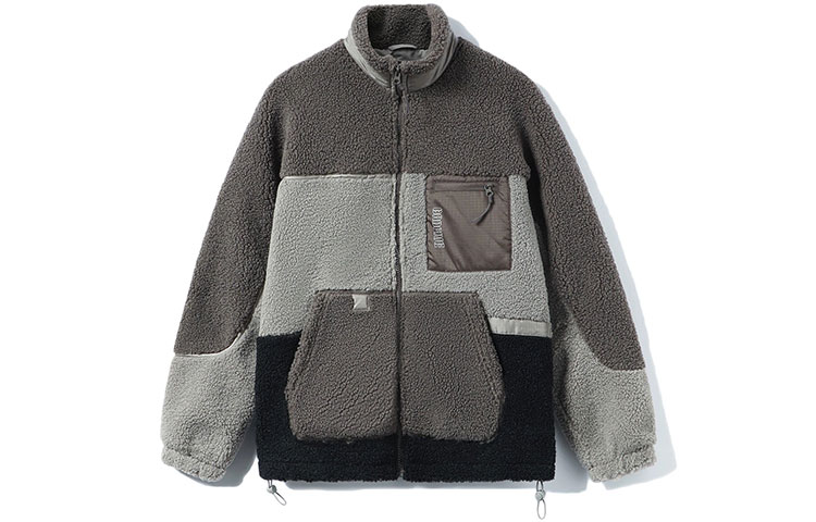 Li-Ning BADFIVE Logo Colorblock Fleece Warm Jacket Gray AFDR703-5