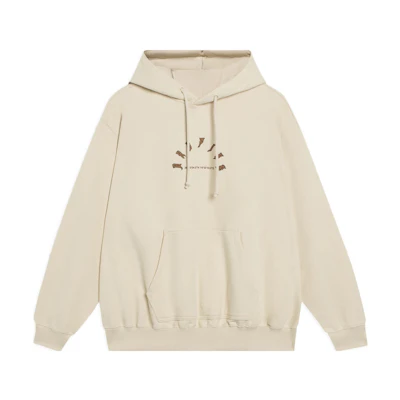 Li-Ning BADFIVE Logo Print Loose Hoodie Unisex - Light Beige AWDT091-6