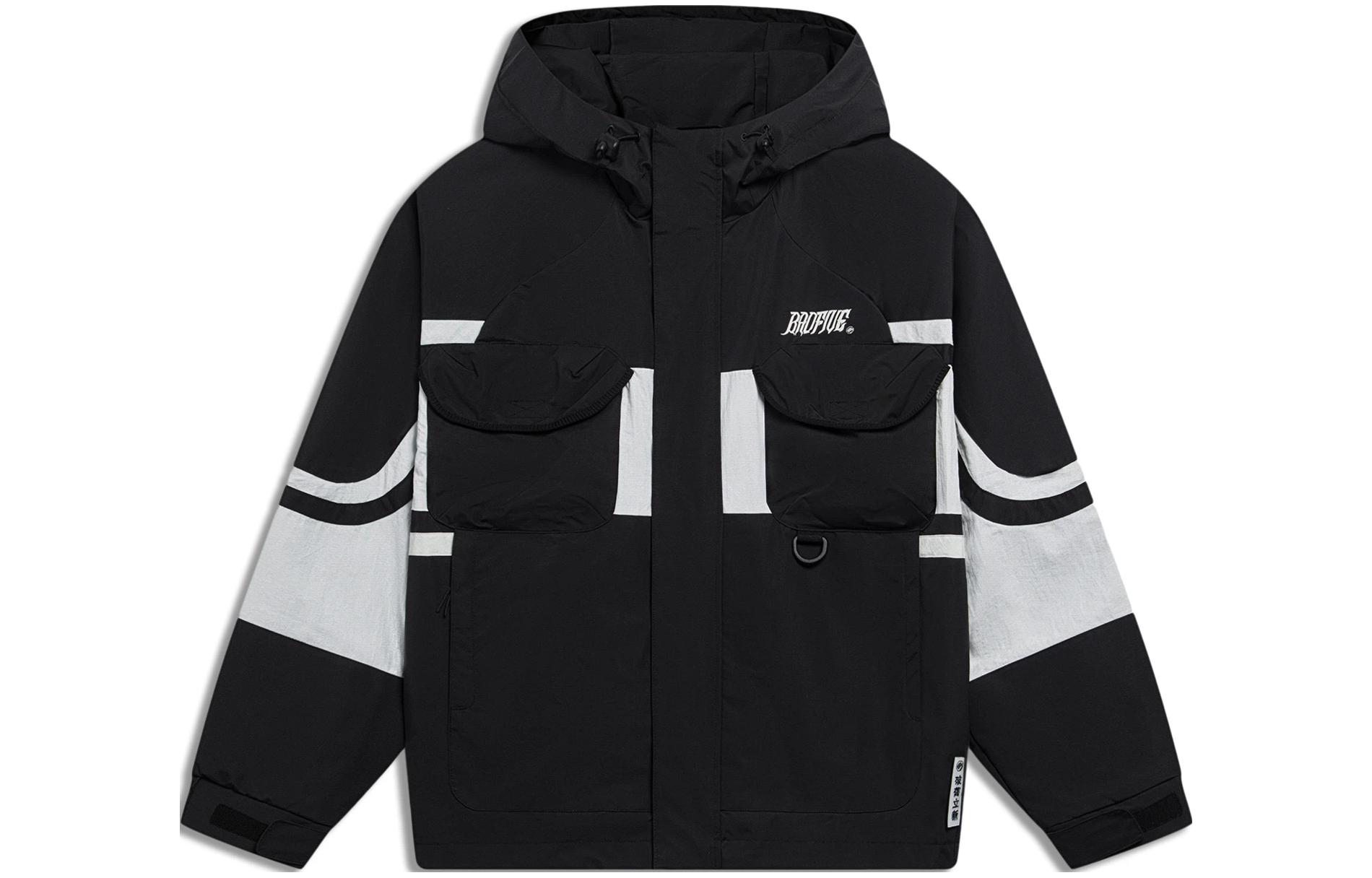 Li-Ning BADFIVE Logo Print Patchwork Windbreaker Black AFDT055-3