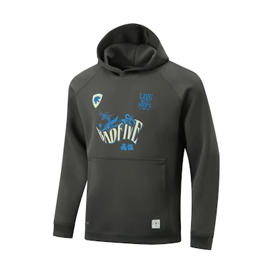 Li-Ning BADFIVE Obsidian Gray Letter Print Loose-Fit Hoodie Mens AWDU083-8