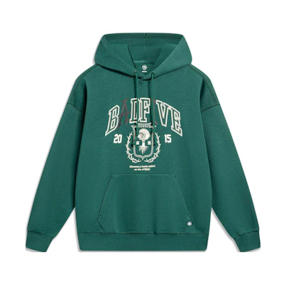 Li-Ning BADFIVE Oversized Hoodie Green with Letter Print Design AWDT475-2