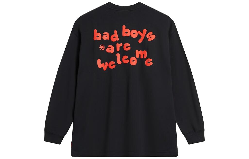 Li-Ning BADFIVE Oversized Letter Print Crewneck Sweatshirt Black Unisex AWDT891-4