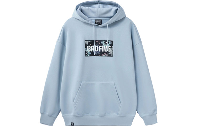 Li-Ning BADFIVE Oversized Letter Print Hoodie Misty Blue AWDR773-1