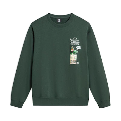 Li-Ning BADFIVE Oversized Pullover Crewneck Sweatshirt Unisex Dark Green AWDTE05-2