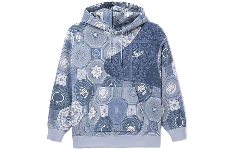Li-Ning BADFIVE Paisley Fleece Loose Hoodie Blue Unisex AWDR781-2