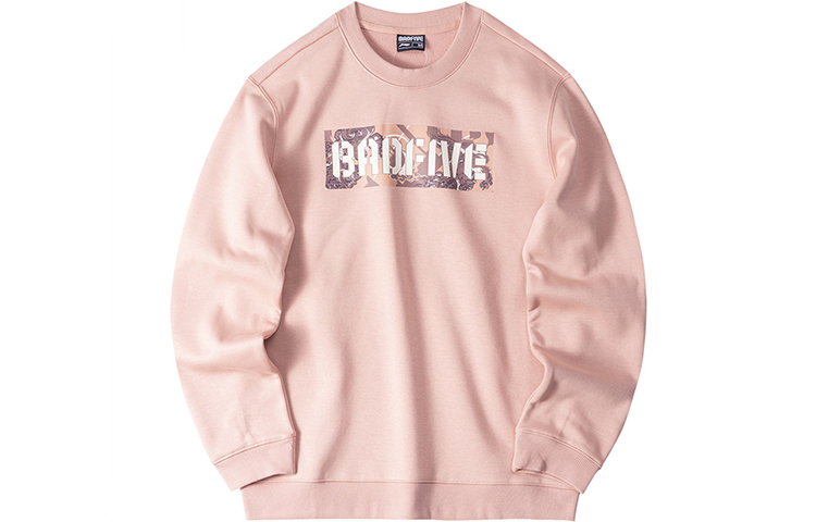 Li-Ning BADFIVE Pink Fleece Crewneck Sweatshirt Unisex Casual Couple Style AWDRB91-2