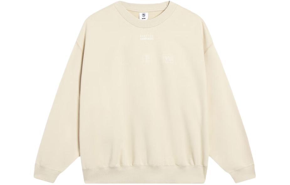 Li-Ning BADFIVE Pullover Sweatshirt Letter Print Loose Fit Beige AWDT175-4