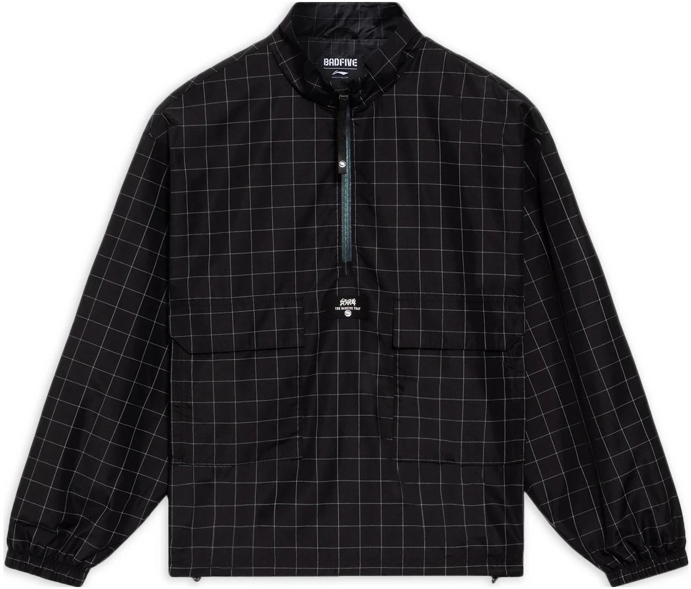 li-ning-badfive-reflective-plaid-letter-print-loose-fit-jacket-black-afds-363-2
