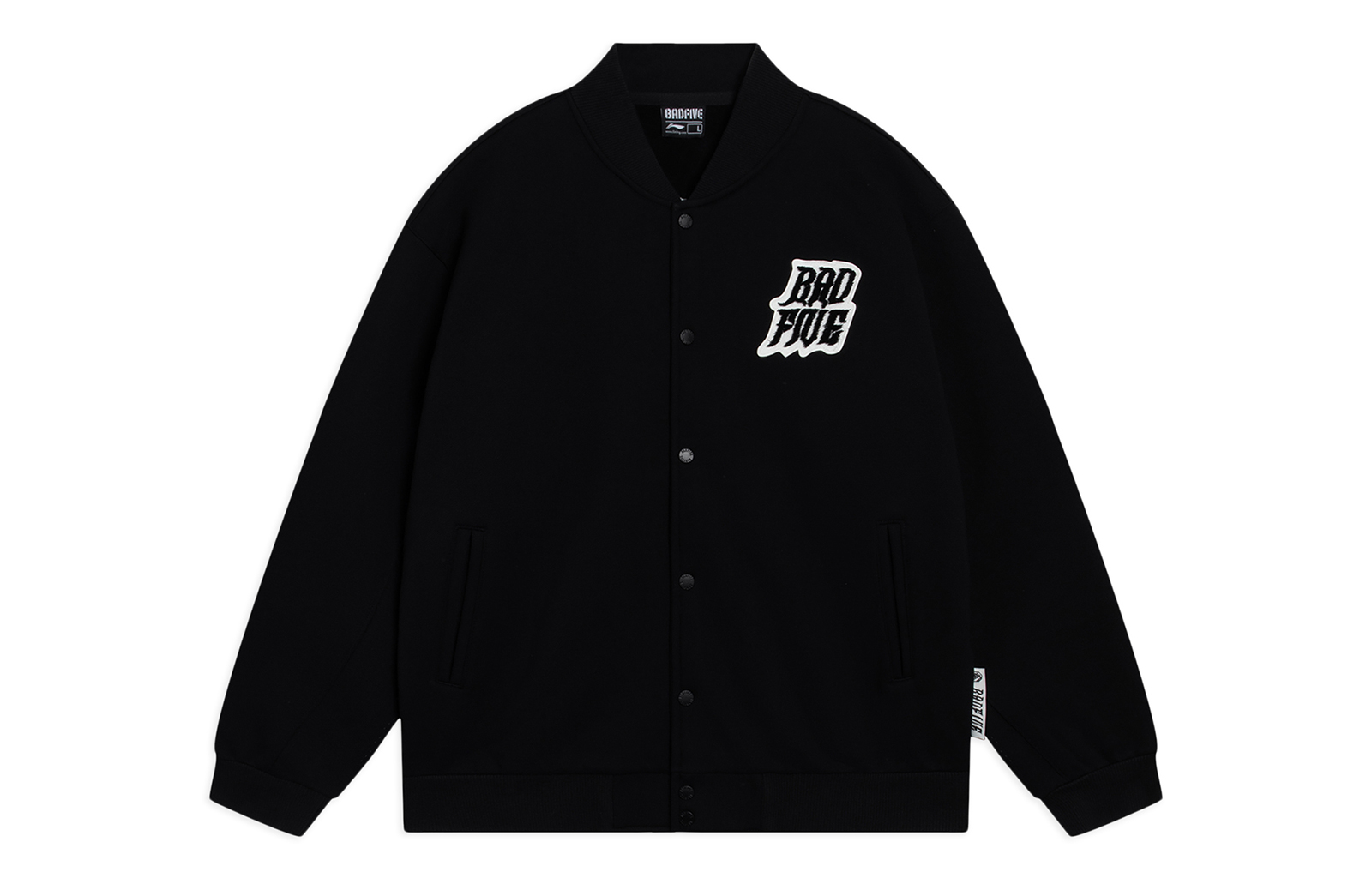Li-Ning BADFIVE Retro Baseball Collar Fleece Warm Jacket Black AJDT043-6
