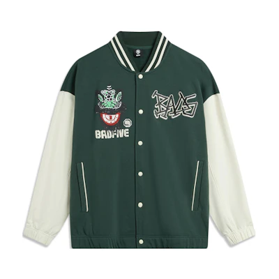 Li-Ning BADFIVE Retro Baseball Jacket Dark Green - Outerwear AJDT773-1