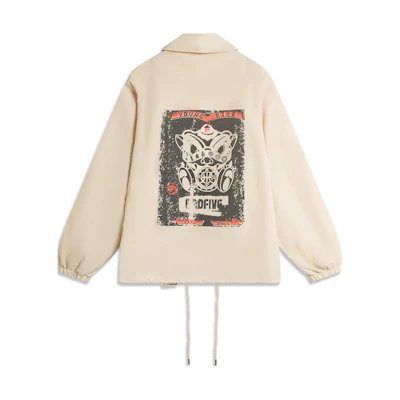 Li-Ning BADFIVE Retro Letter Print Casual Jacket Men’s Mist Khaki AFDU631-2