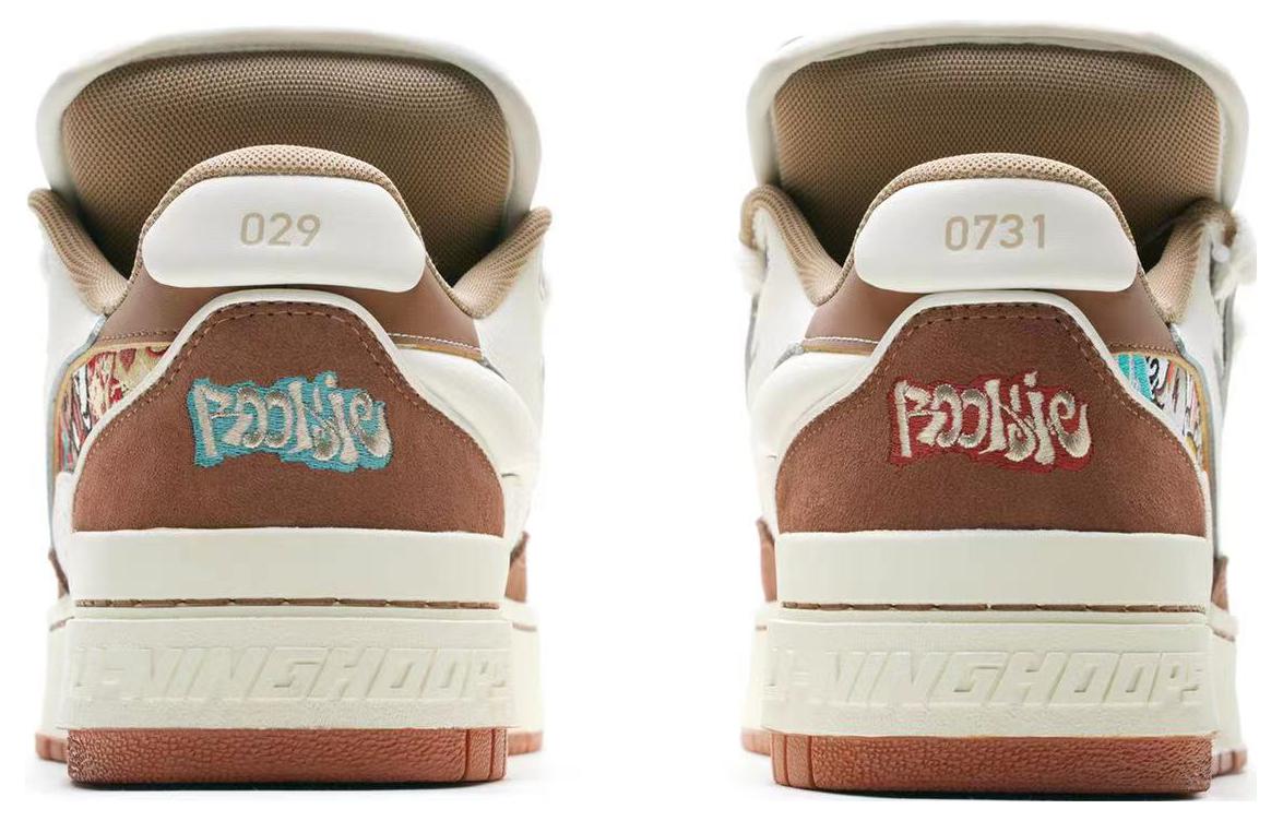 Shop LiNing李寧 時尚舒適 耐磨防滑 低幫 板鞋 白棕 雙城聯動限定鞋款