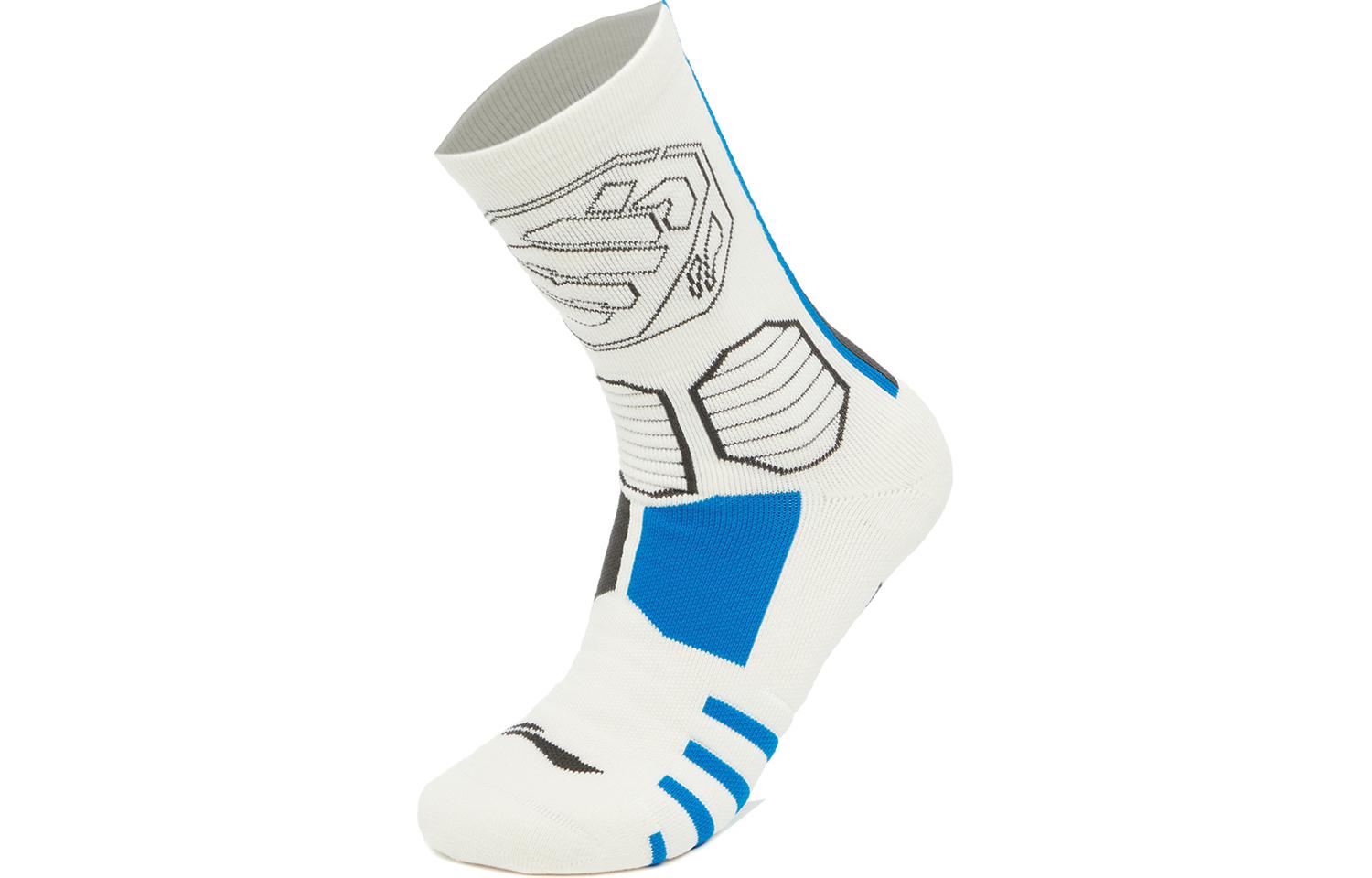Li-Ning BADFIVE Series Breathable Basketball Socks Unisex White AWLU005-2