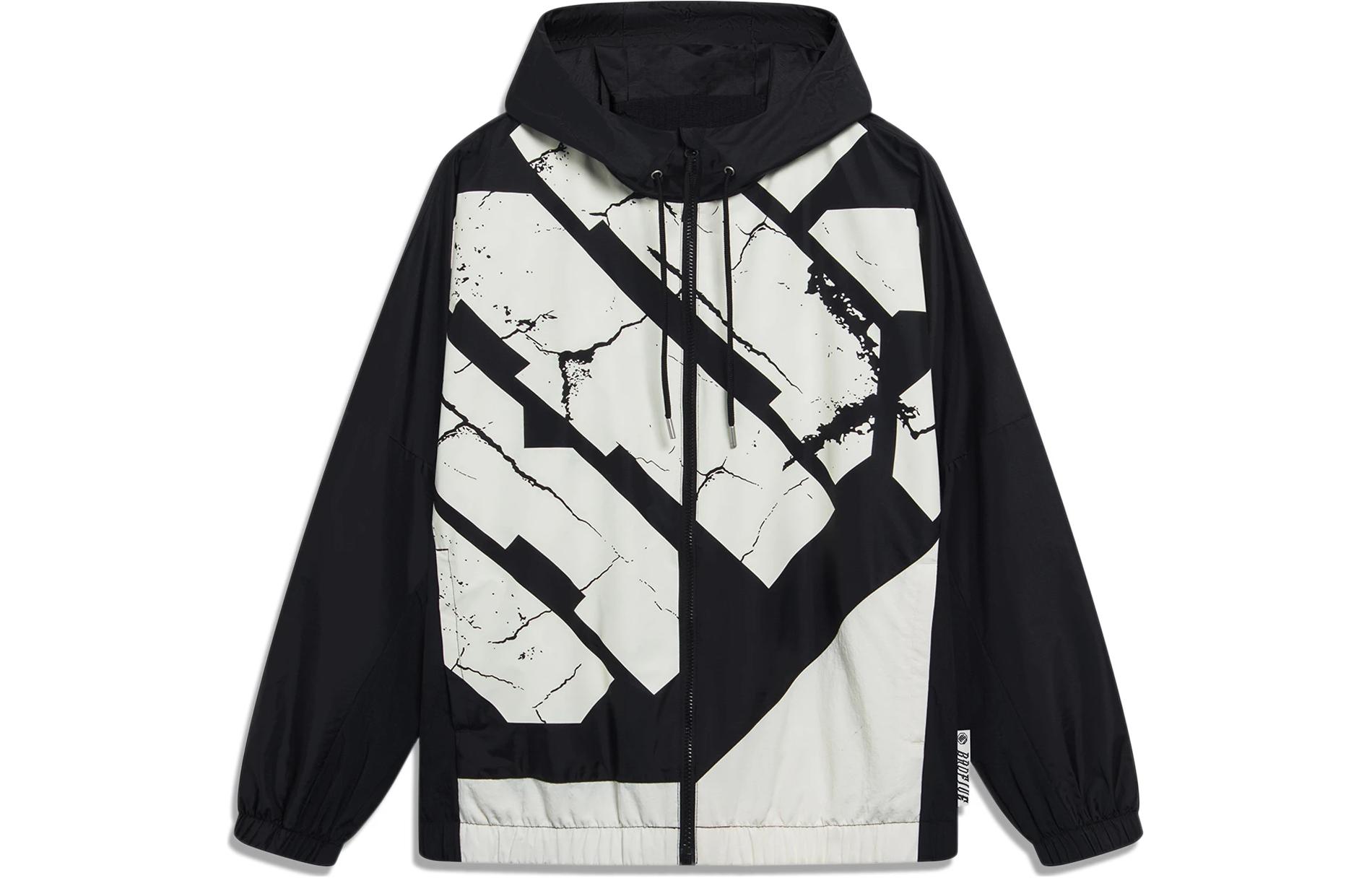 Li-Ning BADFIVE Series Colorblock Striped Zip-Up Hoodie Jacket Black AFDT059-4