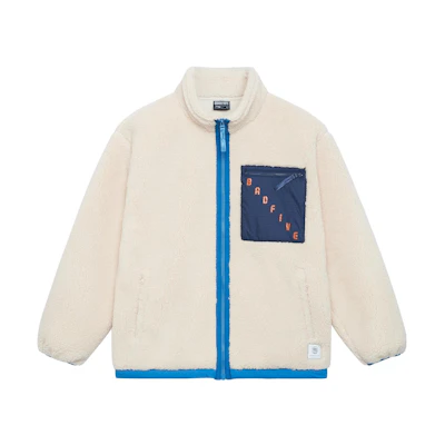 Li-Ning BADFIVE Series Fleece Jacket Colorblock Pocket Thickened White AFDSA67-1