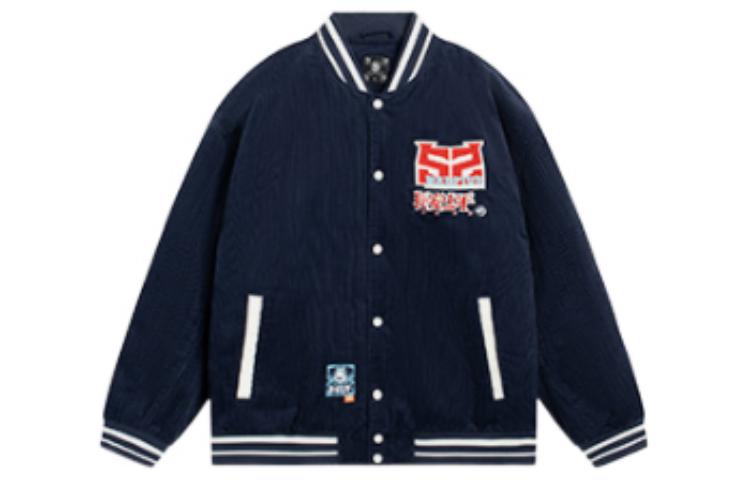 Li-Ning BADFIVE Series Graphic Print Button Long-Sleeve Jacket Navy AJMS113-1