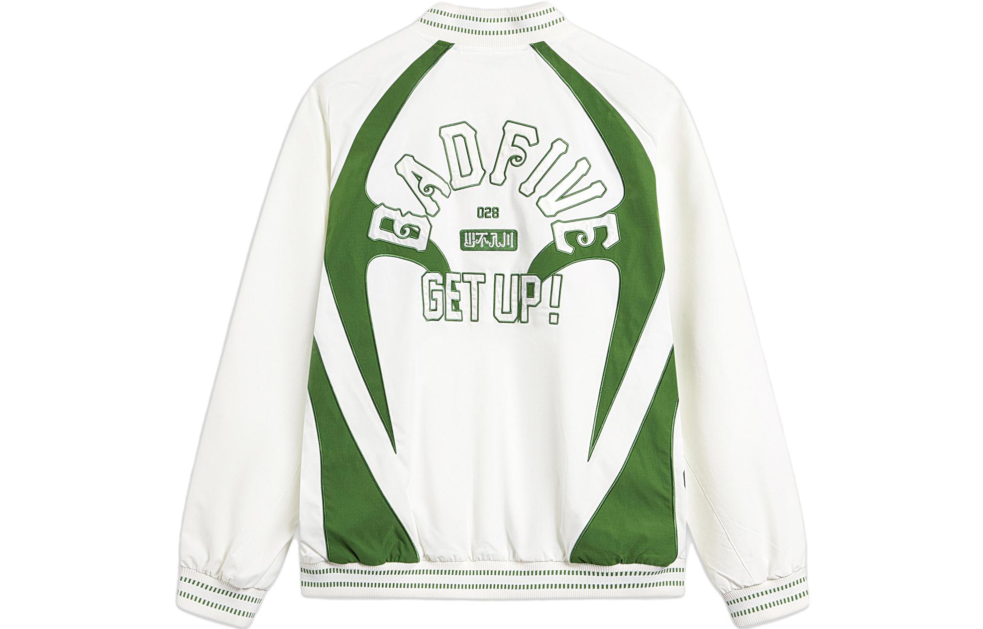 Li-Ning BADFIVE Series Multi-City Letter Print Colorblock Jacket Off-White/Green AFDT795-1