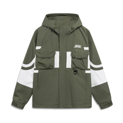 Li-Ning BADFIVE Series Two-Tone Hooded Jacket Army Green/Off-White AFDT055-1