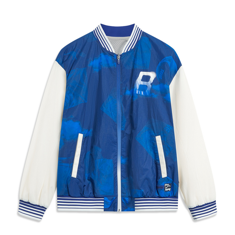 Li-Ning BADFIVE Seven Cities Purple Blue Printed Baseball Jacket AFDT793-1