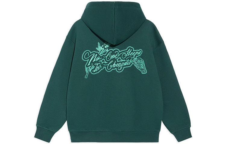 Li-Ning BADFIVE Sichuan Print Pullover Hoodie Green - Unisex Couple Style AWDRH61-3