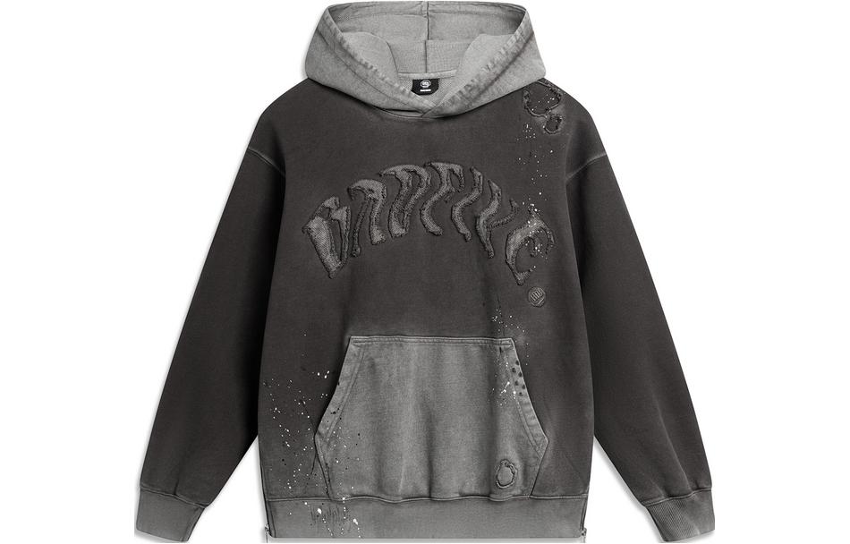 Li-Ning BADFIVE Tie-Dye Pullover Hoodie Obsidian Gray AWDU097-1