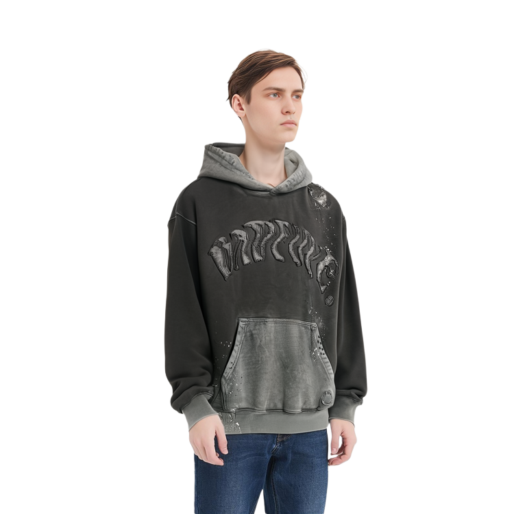 Shop Li-Ning BADFIVE Tie-Dye Pullover Hoodie Obsidian Gray AWDU097-1